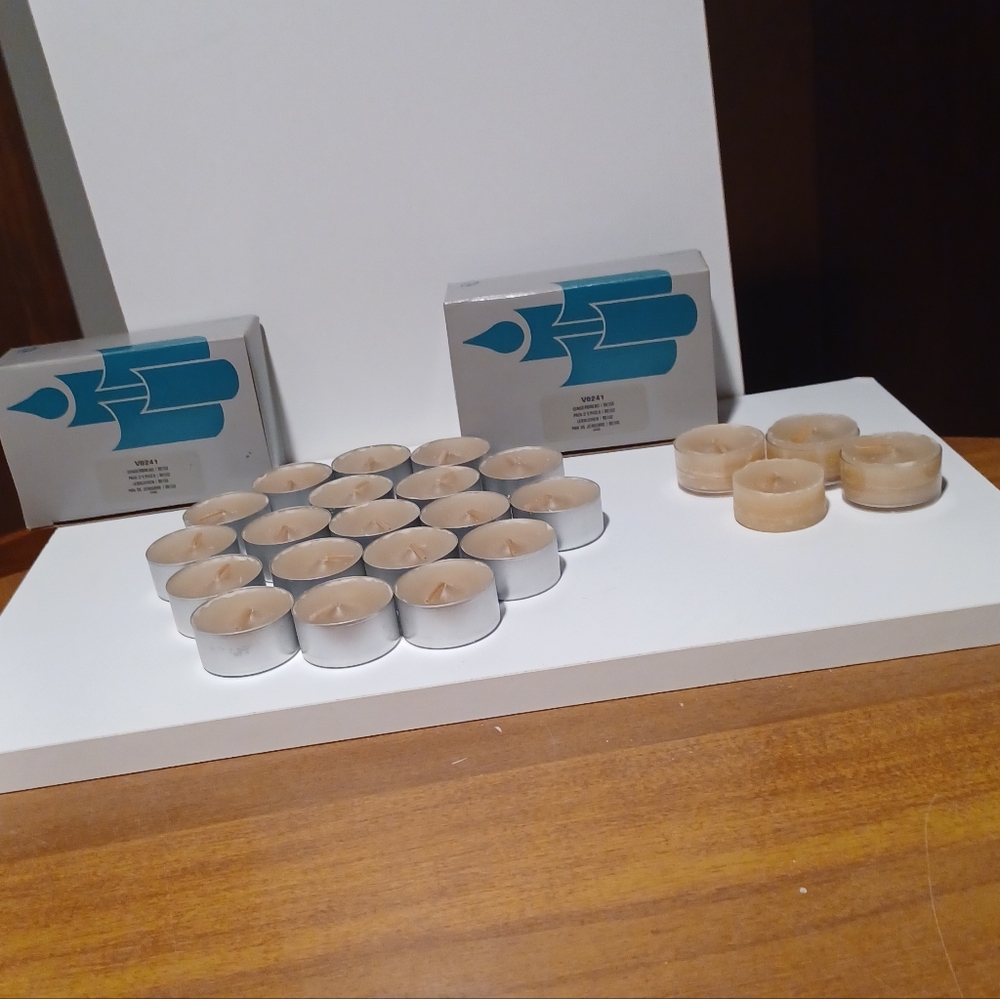 PartyLite Gingerbread Tealight Candles - 19 in Metal Cups & 4 in Cear Cups